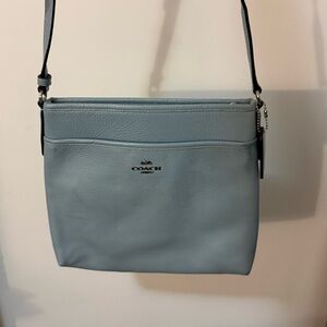Coach Pebbled Leather Crossbody in Baby Blue